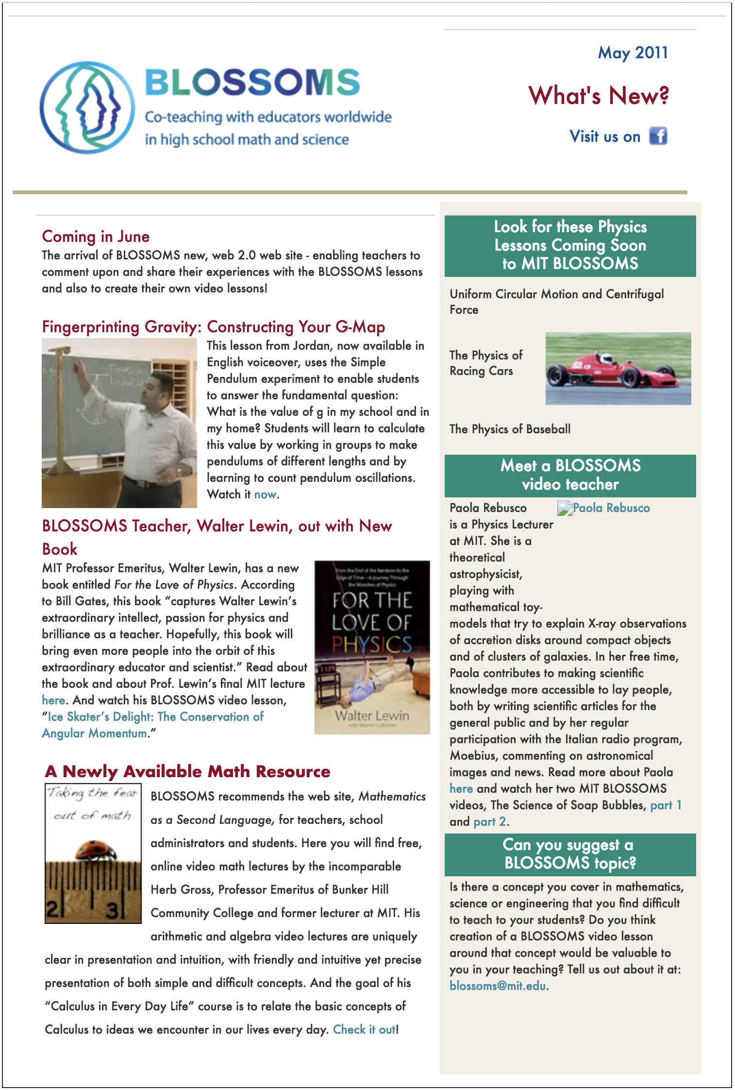 May 2011 BLOSSOMS Newsletter