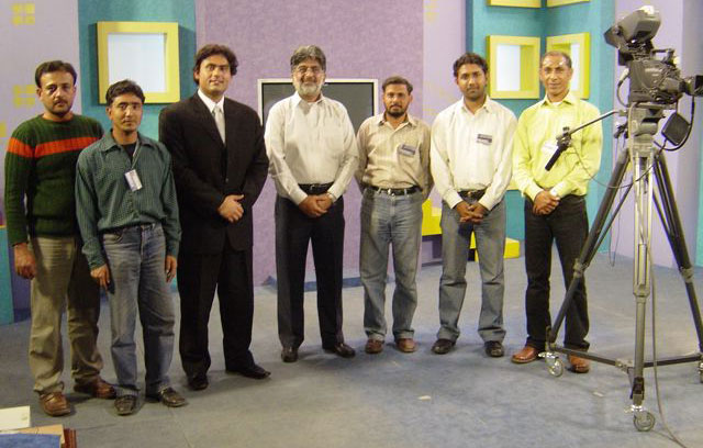 Pictured above is the video production team at the TV studio of the Pakistan Virtual University in Lahore.