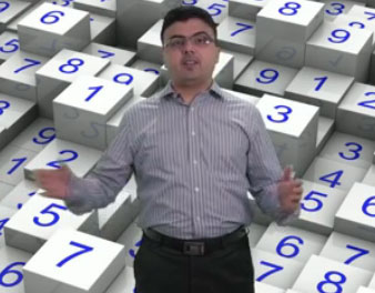 Teacher standing in front of number background